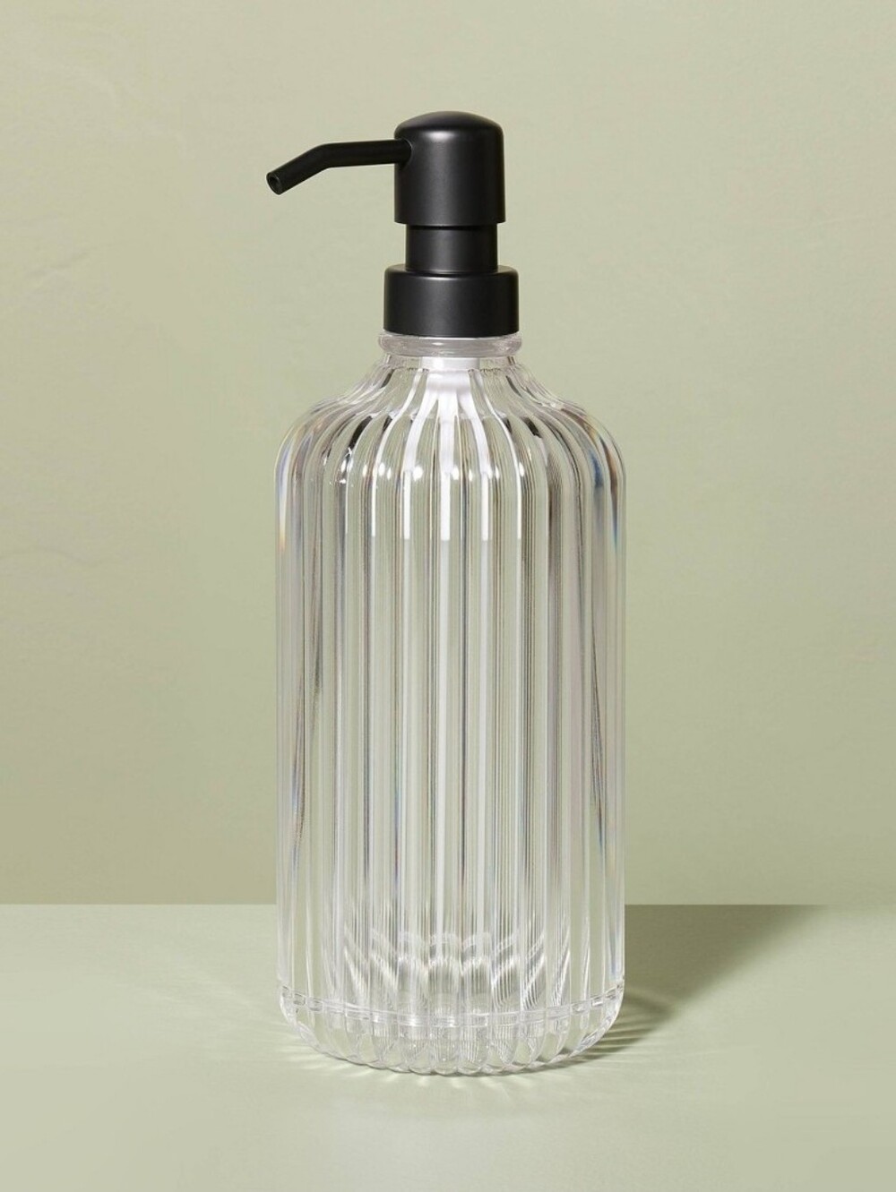 Hearth & Hand Clear Ribbed Soap Dispenser with Black Pump